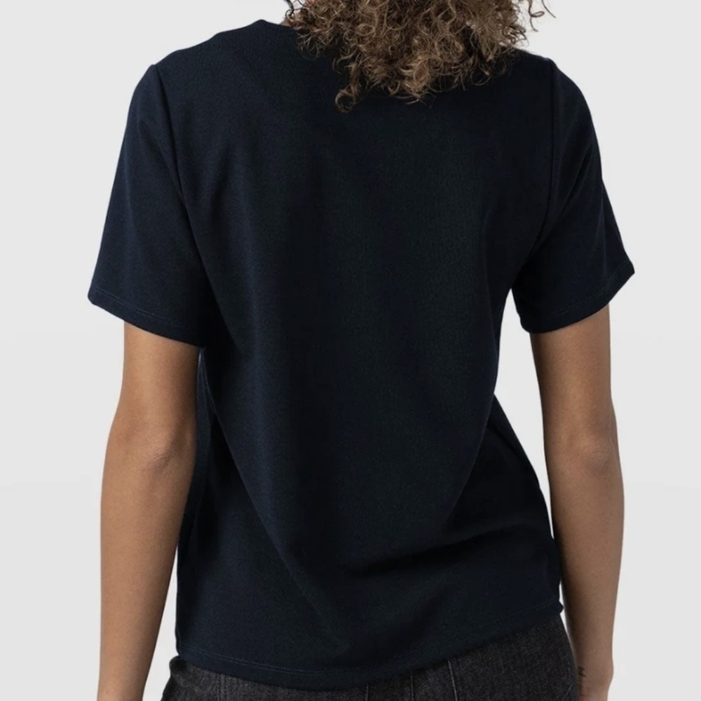 Saint + Sofia Keller Zip Up Tee-Navy - Picture 3 of 7